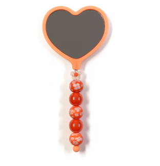 Handmade Orange Beaded Heart Mirror Cute Vanity & Makeup Mirror Support Chronic Rare & Invisible Illness Awareness