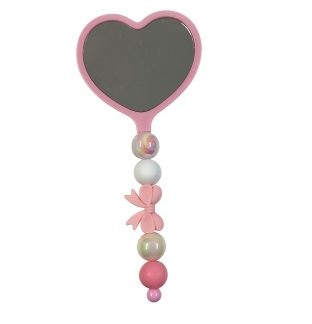 Handmade Pink White Beaded Heart Mirror Cute Vanity & Makeup Mirror Support Chronic Rare & Invisible Illness Awareness