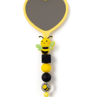 Handmade Yellow Black Bee Beaded Heart Mirror Cute Vanity & Makeup Mirror Support Chronic Rare & Invisible Illness Awareness