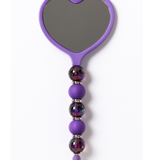 Handmade Purple Beaded Heart Mirror Cute Vanity & Makeup Mirror Support Chronic Rare & Invisible Illness Awareness