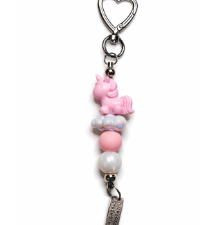 Handmade Pink Unicorn Beaded Keychain Supporting Invisible Illness Awareness