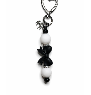 Handmade Black White Beaded Keychain Zebra Charm Supporting Invisible Illness Awareness