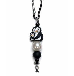 Handmade Black White Penguin & Child Keychain Supporting Invisible Illness Awareness