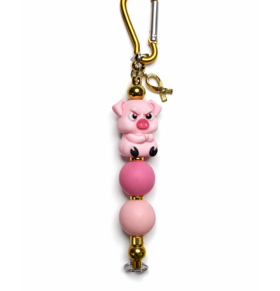 Handmade Pink Cranky Pig Keychain Supporting Invisible Illness Awareness