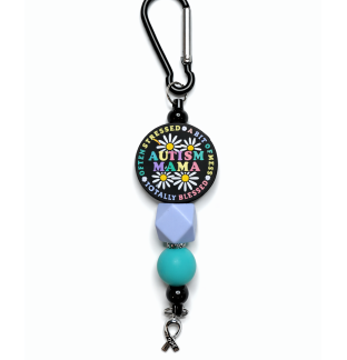 Handmade Autism Mama Keychain Charm Supporting Invisible Illness Awareness