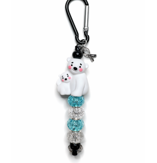 Handmade Blue & White Polar Bear Mama With Cub Keychain Charm Supporting Invisible Illness Awareness