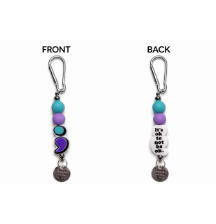 Handmade Blue & Purple ; Never Give Up Charm It's OK To Not Be Ok Keychain Charm Supporting Invisible Illness Awareness