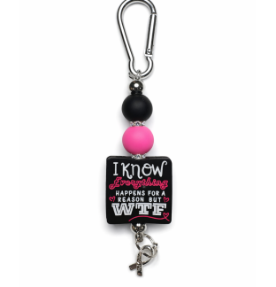 Handmade Black & Pink Everything Happens For A Reason But WTF Keychain Charm Supporting Invisible Illness Awareness