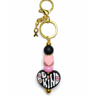 Handmade Pink & Black Be Kind Keychain Charm Supporting Invisible Illness Awareness