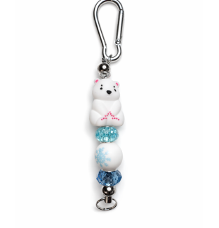 Handmade Polar Bear With Snowflake Bead Keychain Charm Supporting Invisible Illness Awareness