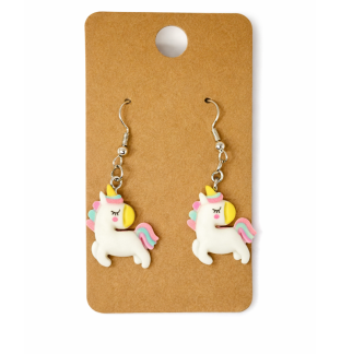 White Unicorn Dangling Earrings Supporting Awareness for Chronic Rare and Invisible Illnesses