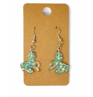 Teal Unicorn Dangling Earrings Supporting Awareness for Chronic Rare and Invisible Illnesses