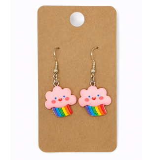 Pink Rainbow Cloud Dangling Earrings Supporting Awareness for Chronic Rare and Invisible Illnesses