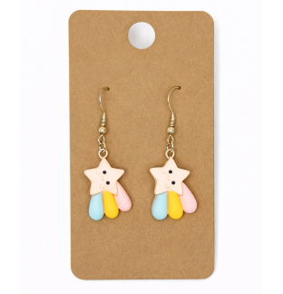 Shooting Star Pink Yellow Blue Dangling Earrings Supporting Awareness for Chronic Rare and Invisible Illnesses
