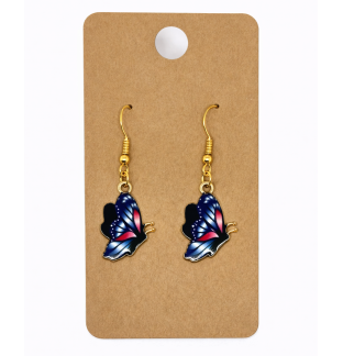 Blue & Pink Butterfly Dangling Earrings Supporting Awareness for Chronic Rare and Invisible Illnesses