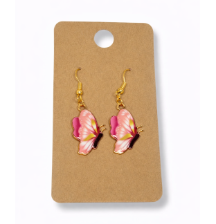 Pink & Yellow Butterfly Dangling Earrings Supporting Awareness for Chronic Rare and Invisible Illnesses