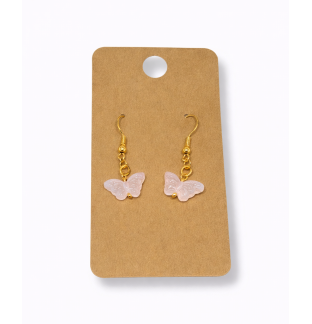 Pink Iridescent Butterfly Dangling Earrings Supporting Awareness for Chronic Rare and Invisible Illnesses