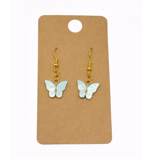 Pearly Blue Teal Butterfly Dangling Earrings Supporting Awareness for Chronic Rare and Invisible Illnesses