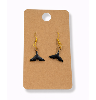 Black Dolphin Tail Free Spirit Dangling Gold Color Earrings Supporting Awareness for Chronic Rare and Invisible Illnesses