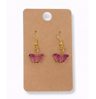 Purple Glitter Butterfly Dangling Gold Color Earrings Supporting Awareness for Chronic Rare and Invisible Illnesses
