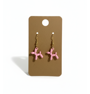 Pink Balloon Dog Earrings Supporting Awareness for Chronic Rare and Invisible Illnesses