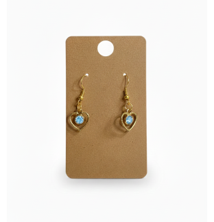 Light Blue Hearts Dangling Gold Color Earrings Supporting Awareness for Chronic Rare and Invisible Illnesses