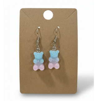 Gummy Bears Light Blue & Pink Earrings Supporting Awareness for Chronic Rare and Invisible Illnesses