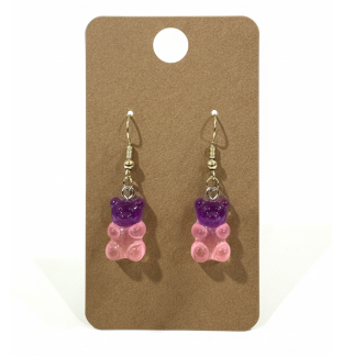 Gummy Bears Purple & Pink Earrings Supporting Awareness for Chronic Rare and Invisible Illnesses