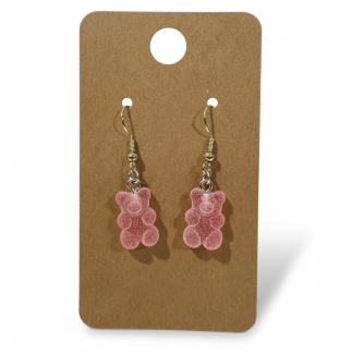 Gummy Bears Frosted Pink Earrings Supporting Awareness for Chronic Rare and Invisible Illnesses