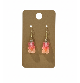 Frosted Gummy Bears Red Orange Earrings Supporting Awareness for Chronic Rare and Invisible Illnesses