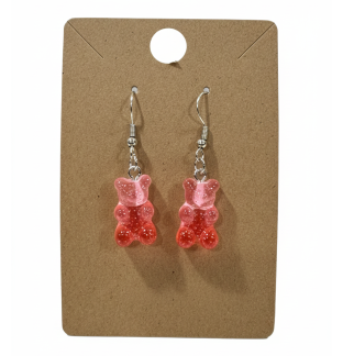 Gummy Bears Pink & Red Glitter Earrings Supporting Awareness for Chronic Rare and Invisible Illnesses