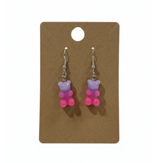 Gummy Bears Pink & Purple Earrings Supporting Awareness for Chronic Rare and Invisible Illnesses
