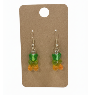 Gummy Bears Green Yellow Orange Earrings Supporting Awareness for Chronic Rare and Invisible Illnesses
