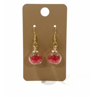 Gold 3-D Star Dangling Earrings Red Stone Supporting Awareness for Chronic Rare and Invisible Illnesses