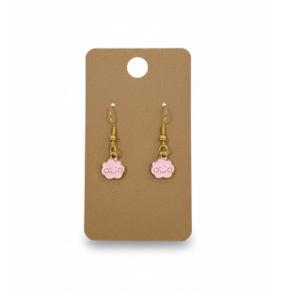 Pink Smiley Cloud Dangling Earrings Supporting Awareness for Chronic Rare and Invisible Illnesses