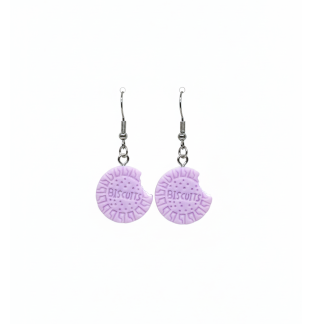 Purple Cookie Dangling Earrings Supporting Awareness for Chronic Rare and Invisible Illnesses