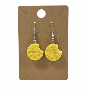 Yellow Cookie Dangling Earrings Supporting Awareness for Chronic Rare and Invisible Illnesses