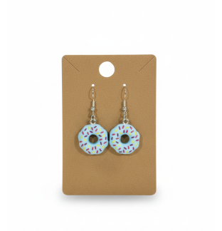 Blue Donuts With Sprinkles Dangling Earrings Supporting Awareness for Chronic Rare and Invisible Illnesses