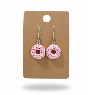 Pink Donuts With Sprinkles Dangling Earrings Supporting Awareness for Chronic Rare and Invisible Illnesses