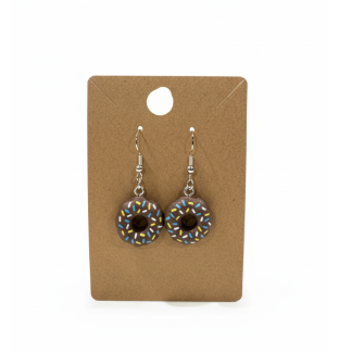 Brown Donuts With Sprinkles Dangling Earrings Supporting Awareness for Chronic Rare and Invisible Illnesses