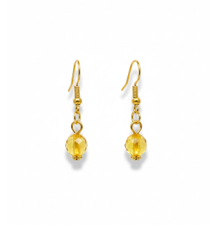 Yellow Dangling Earrings Supporting Awareness for Chronic Rare and Invisible Illnesses