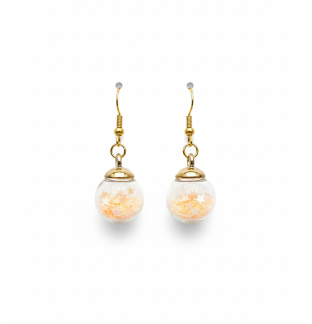 Orange Peach Ornament Dangling Earrings Supporting Awareness for Chronic Rare and Invisible Illnesses