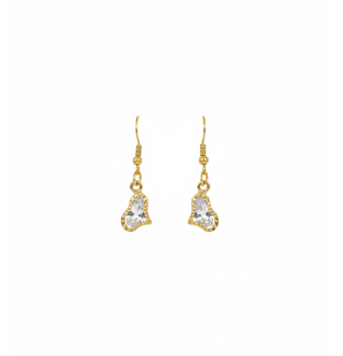 Gold Heart Stone Dangling Earrings Supporting Awareness for Chronic Rare and Invisible Illnesses