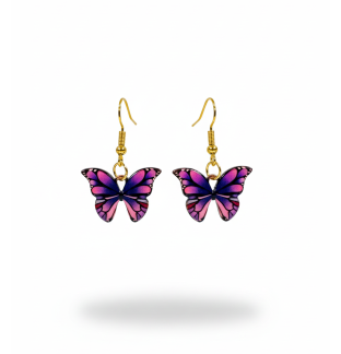 Pink & Purple Butterfly Dangling Earrings Supporting Awareness for Chronic Rare and Invisible Illnesses