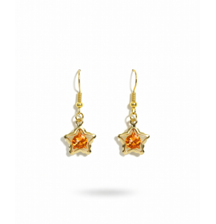 Orange Gold 3-D Dangling Earrings Gold Supporting Awareness for Chronic Rare and Invisible Illnesses
