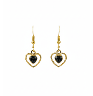 Dark Gray Black Heart Gold Color Dangling Earrings Gold Supporting Awareness for Chronic Rare and Invisible Illnesses