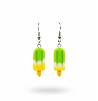 Handmade Green Yellow Popsicle Ice Cream Dangling Earrings Gold Supporting Awareness for Chronic Rare and Invisible Illnesses