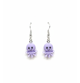 Handmade Purple Octopus Dangling Earrings Gold Supporting Awareness for Chronic Rare and Invisible Illnesses