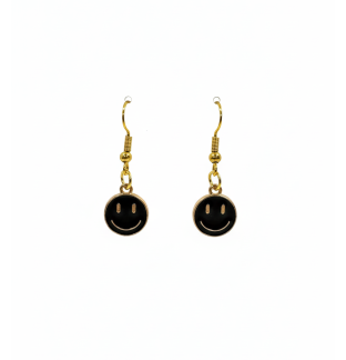 Handmade Black Smiley Face Dangling Earrings Supporting Awareness for Chronic Rare and Invisible Illnesses