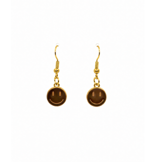 Handmade Brown Smiley Face Dangling Earrings Supporting Awareness for Chronic Rare and Invisible Illnesses